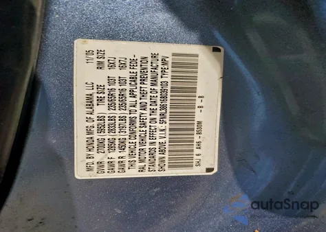 2006 Honda Odyssey Exl z USA, uszkodzony, nr VIN 5FNRL38616B039103